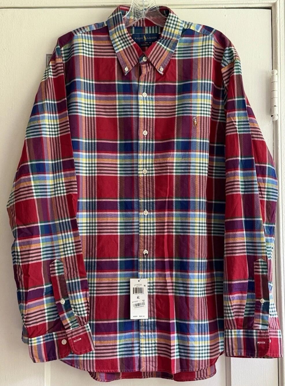 Ralph Lauren Classic Fit XL NWT Madras Plaid Button Down Shirt Cotton Multi